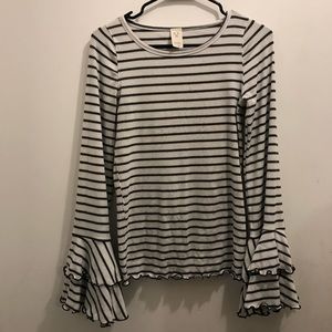 FreePeople Long Sleeve Top with Ruffled Sleeve